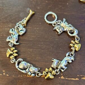 Source Unknown Silver and Gold Animal Charm Bracelet